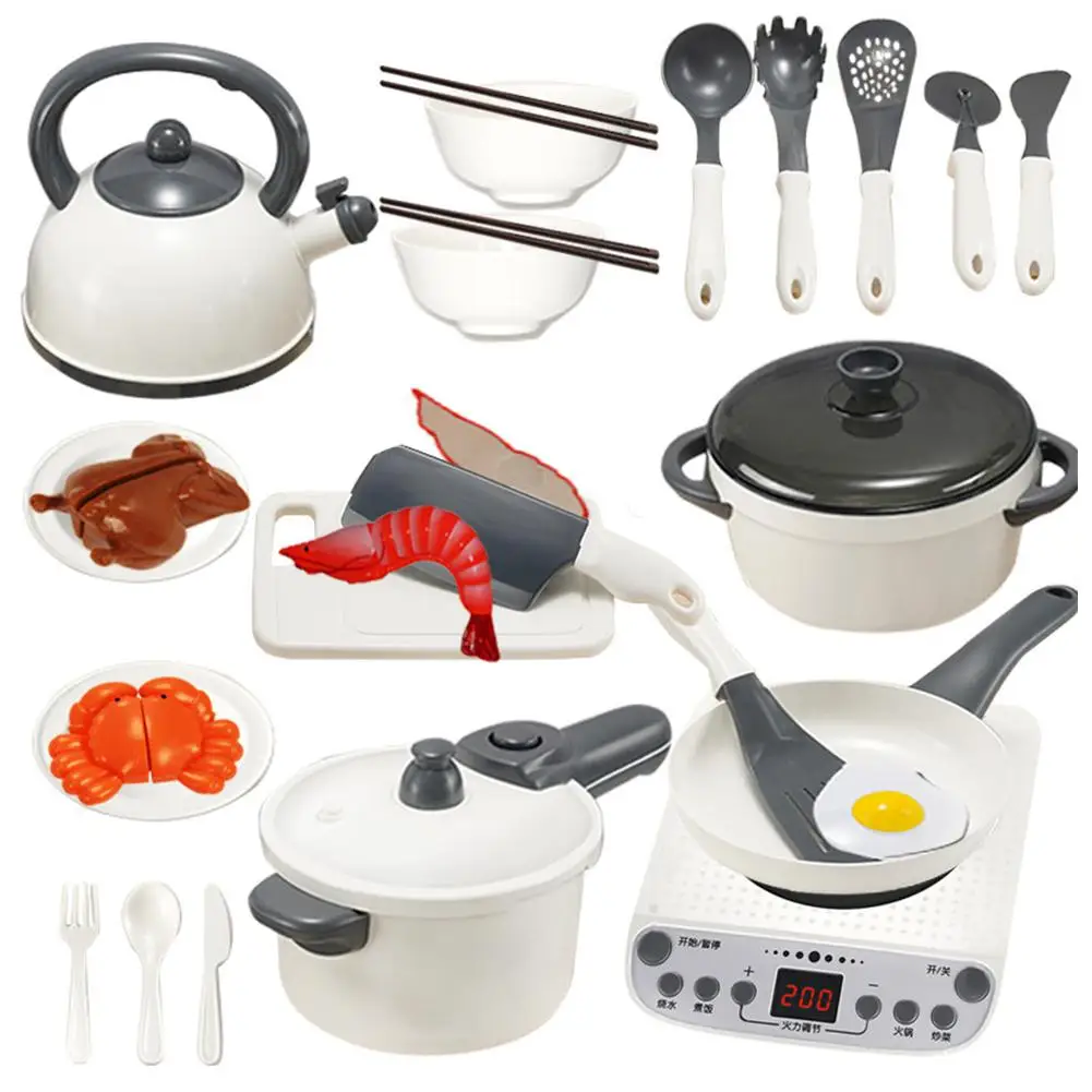 

Children Simulation Kitchenware Pretend-game White Pot Cooker Small Tableware Toy Set