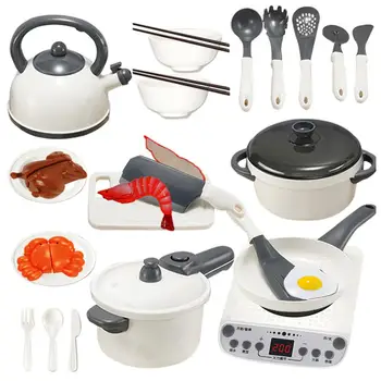 

Children Simulation Kitchenware Pretend-game White Pot Cooker Small Tableware Toy Set