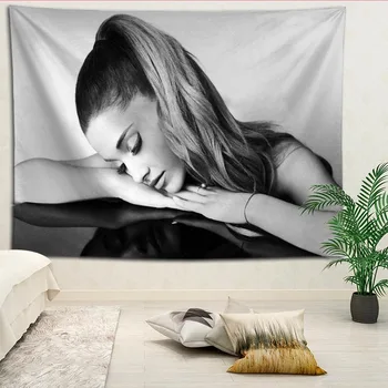

Custom Ariana Grande printed Background cloth wall covering room bedside cloth modern large painting Nordic fabric tapestry