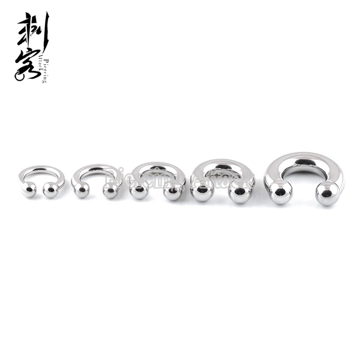 316L Surgical Steel Internally Threaded Horseshoe Lip Rings Big Gauge