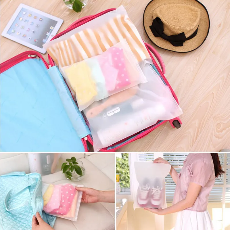 5Pcs/pack Waterproof Plastic Bag Travel Pouch Luggage Clothing