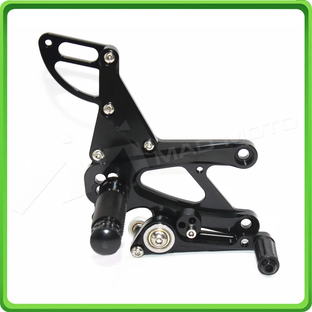 CNC Adjustable Rear Sets Rearset Footrest Foot Rest Pegs for Aprilia RSV4 ( R  FACTORY ) APRC ABS 2013 2014 2015 2016 Black (7)