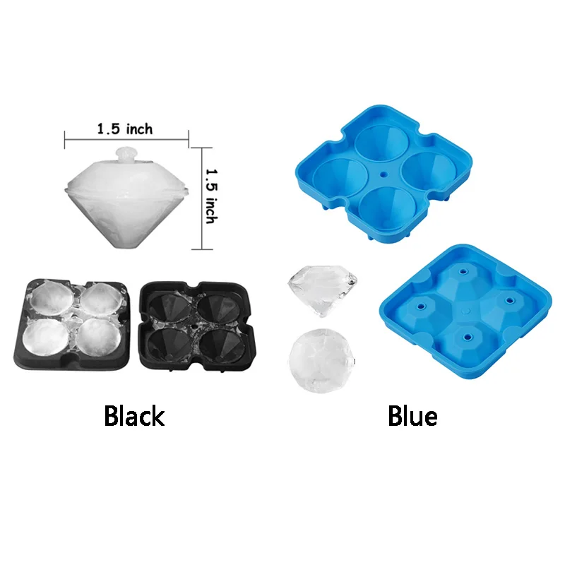 Поднос для льда с крышками 4 Отверстия Силиконовые контейнеры многофункциональная форма для хранения Алмазный Ледогенератор для виски инструмент