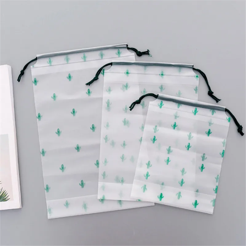 

Cactus Transparent Scrub Cosmetic Bag Travel Cloth Makeup Women Bath Organizer Storage Pouch Toiletry Drawstring Harness Pocket