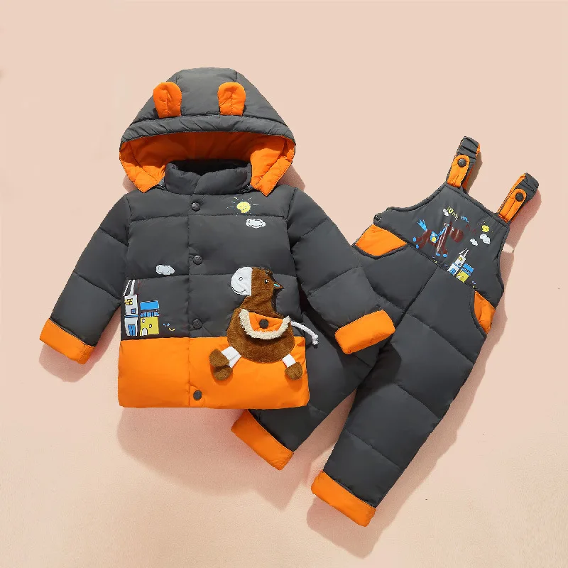 New Children's Boy Girl Set 1~4 Years Old Baby Down Coat and Pants