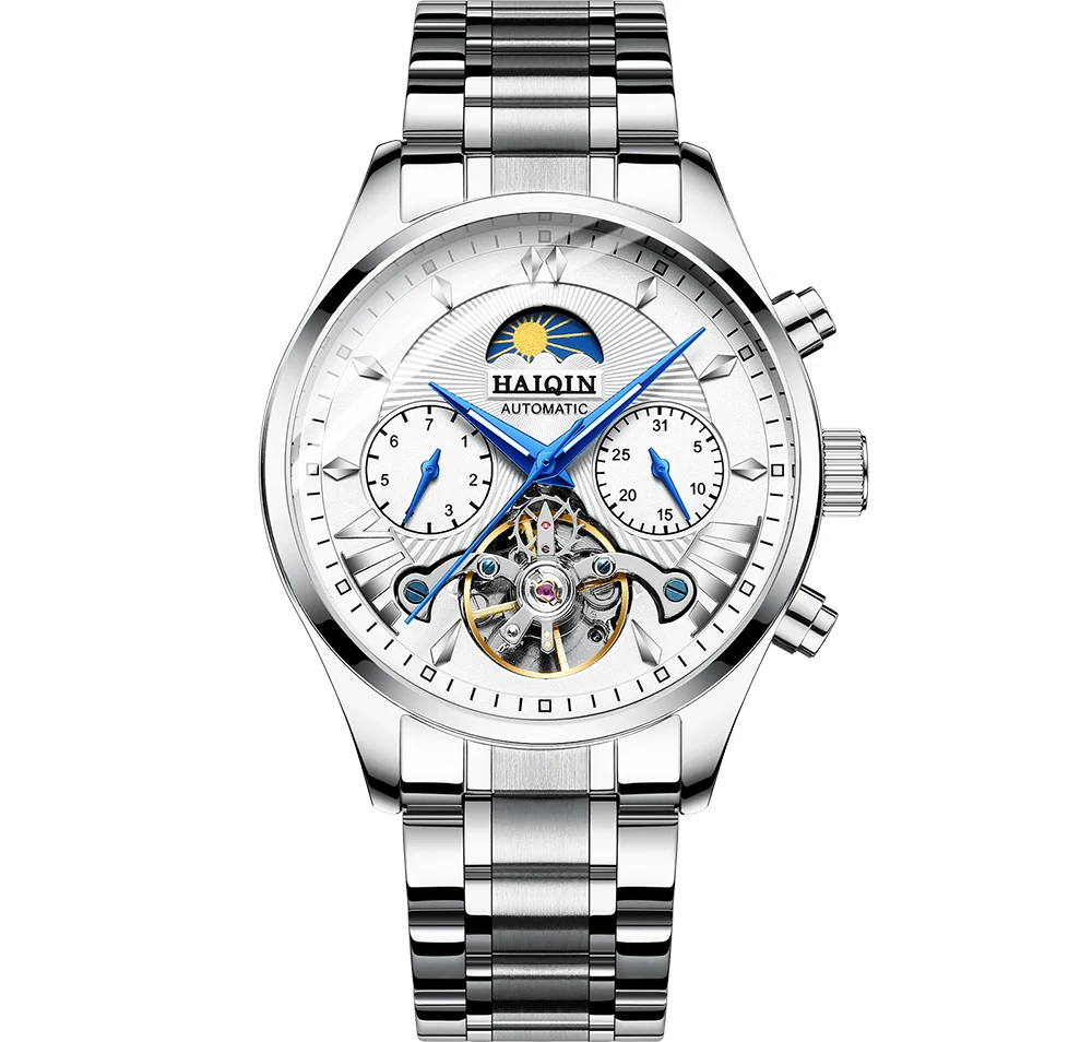 Изысканные брендовые часы GUANQIN для мужчин, автоматические/механические/премиум-класса, мужские позолоченные часы с турбийоном
