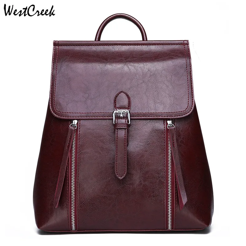 

WESTCREEK Brand Vintage Leather Women Small Backpack Hasp Lady Anti Theft Casual Travel Backpack School Bags for Teenage Girls