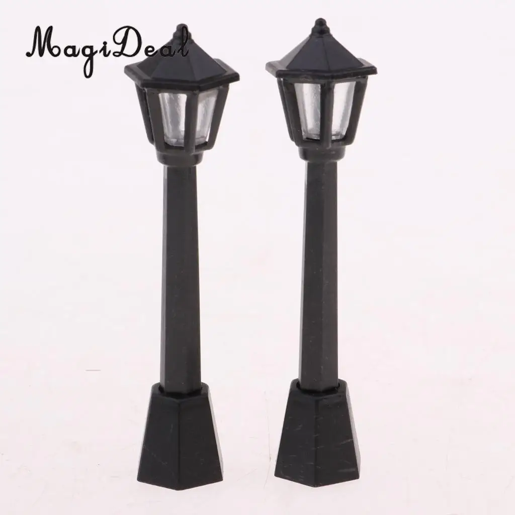 1/12 Miniature Architectural Courtyard Street Light Model Black Metal Outdoor Lamp Toy Dollhouse Life Scene Ornament 10 Pieces