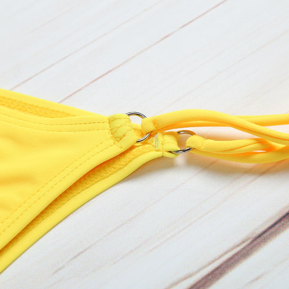 Bikini 2019 Sexy Micro Bikinis Women's Swimsuit Shalter High Neck Lace Up Swimsuit Wire Free Female Beach Wear Bathing Suit7