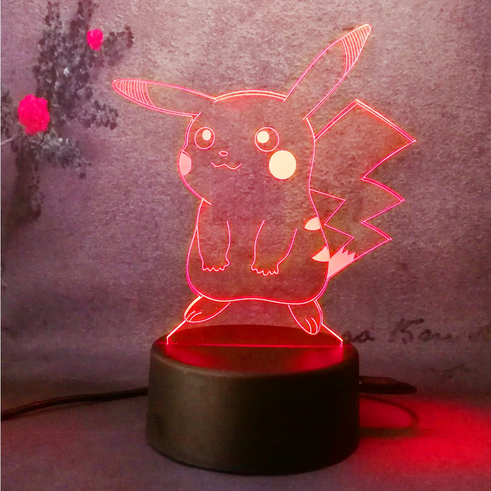 

Hot Pokemon Go Action Figure 3D Atmosphere Illusion Night Light Pikachu Bedroom Kids Gift Creative 3D illusion Lamp Free Shippng
