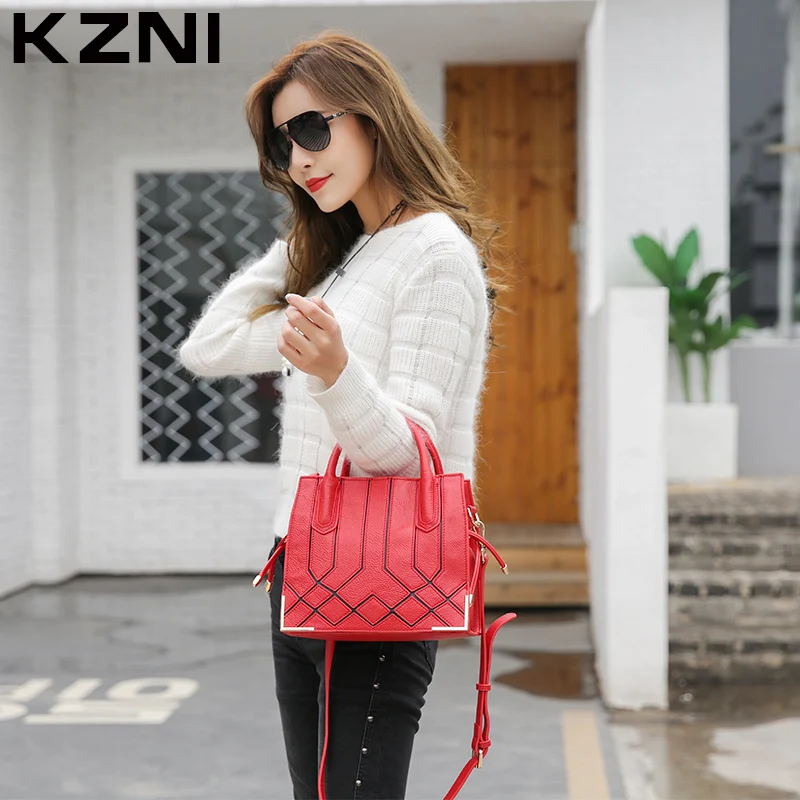 

KZNI Women Bag Leather Handbag Brief Shoulder Bags Female Top-handle Bags Bolsas Femininas Fashion Handbags 2017 1376