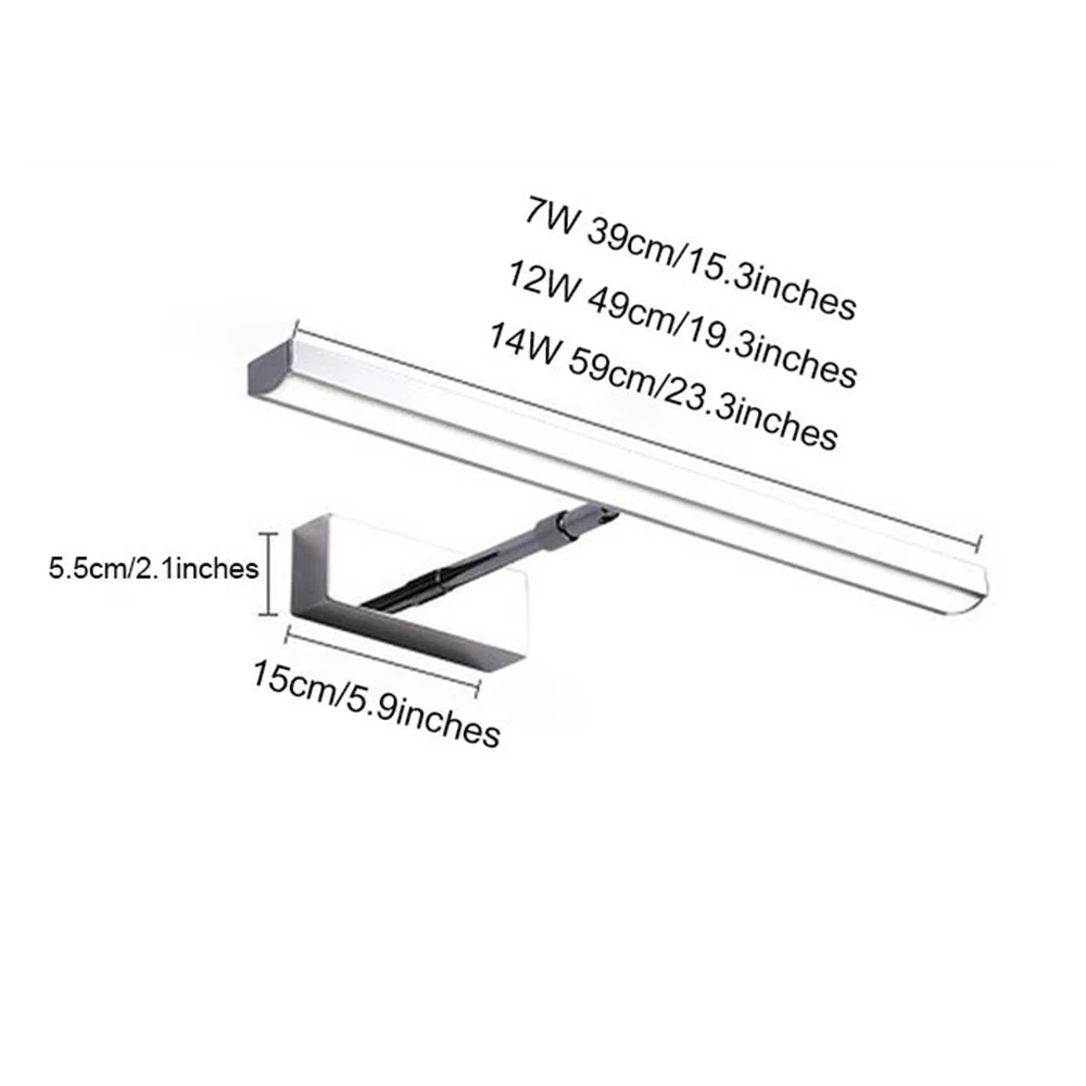 Современный настенный светильник из нержавеющей стали, зеркальный светильник для ванной комнаты, светодиодный настенный светильник для домашнего шкафа, хромированный растягивающийся туалетный светильник