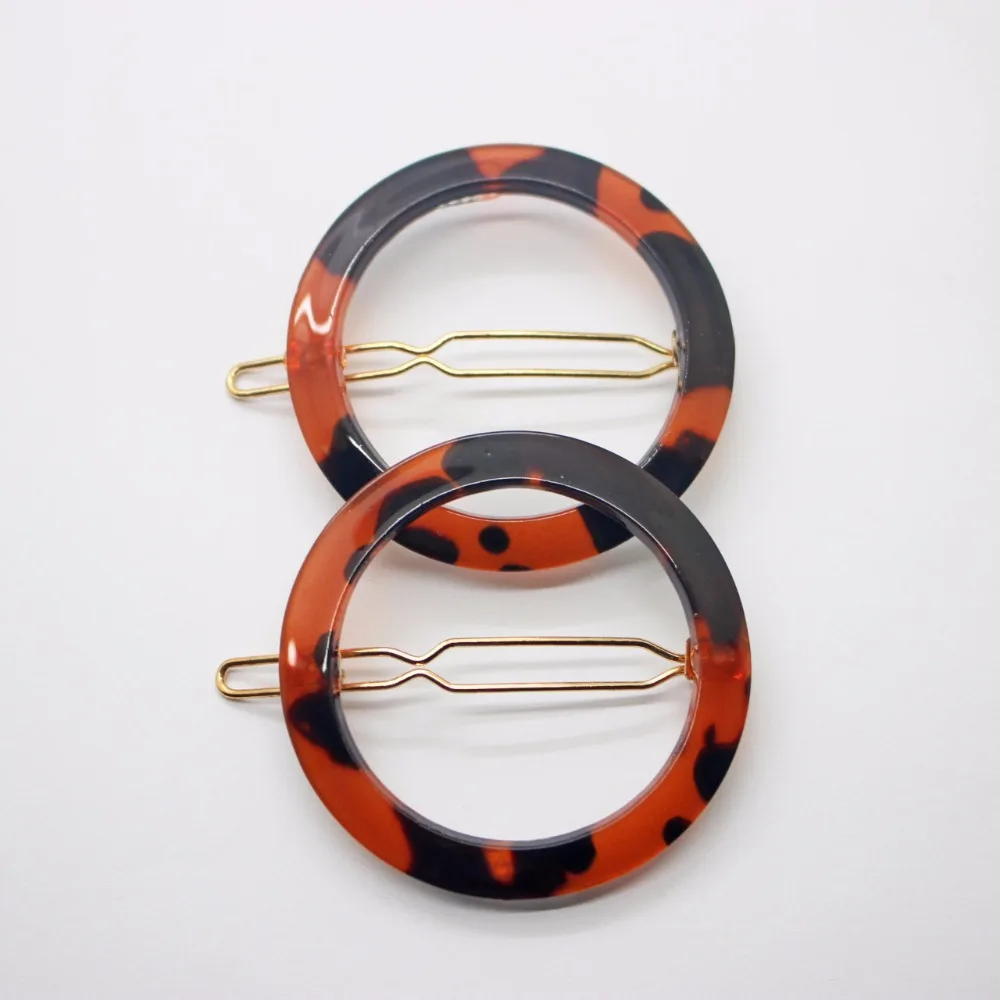 2 Pcs Set Tortoiseshell Color Hairpins Hairgrips Retro Acrylic