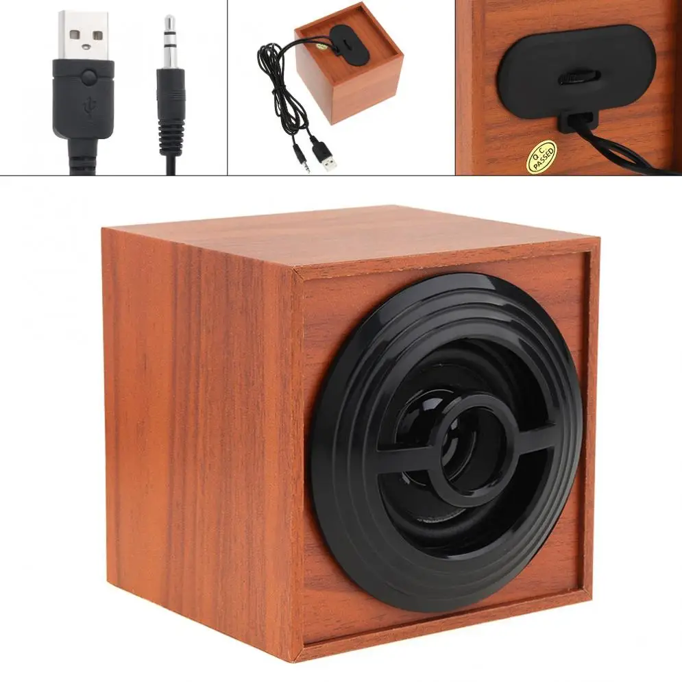 

Portable M9 3W Mini Portable USB 2.0 Wood Subwoofer Speakers with 3.5mm Stereo Jack and USB Powered for PC / Laptop / Smartphone
