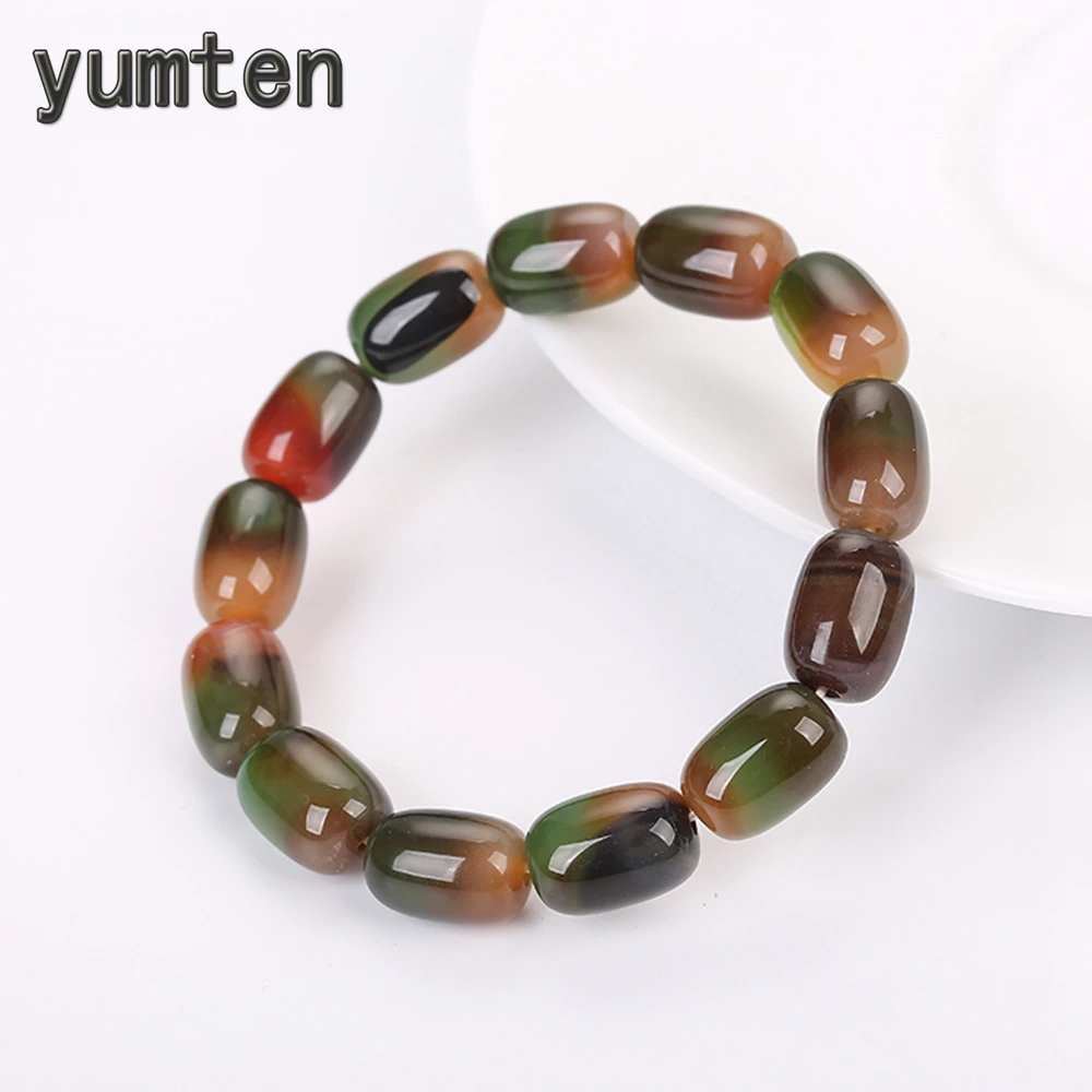 

Yumten Chalcedony Bracelet Natural Agate Jewelry Crystal Exquisite Party Dinner Male Female Folk-Custom Vintage Original Gems