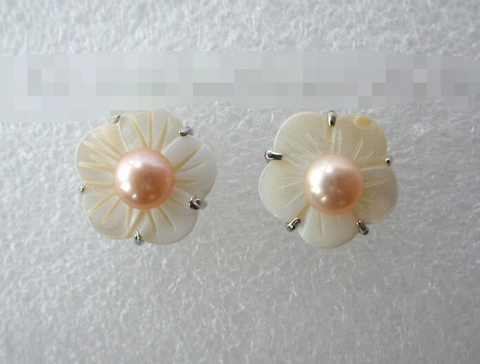 

hot sell new - free shipping 00283 3pc white flower freshwater cultured pearl earrings
