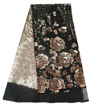 

Latest African French Lace Fabric High Quality African Tulle Lace Fabric nigerian tulle lace for Wedding dress 5yd/lot WKS18-71