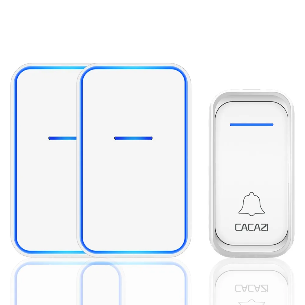 CACAZI домашний водонепроницаемый беспроводной дверной звонок 1 2 кнопки 1 2 приемника 300 м дистанционный Интеллектуальный светодиодный светильник дверной звонок беспроводной звонок - Цвет: 1 button 2 receiver