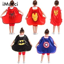 iMucci 20 Styles 1 Cape + 1 Mask Chrismas Kids Superhero Capes Boy Children Superman Batman Spiderman Baby Cosplay Costume