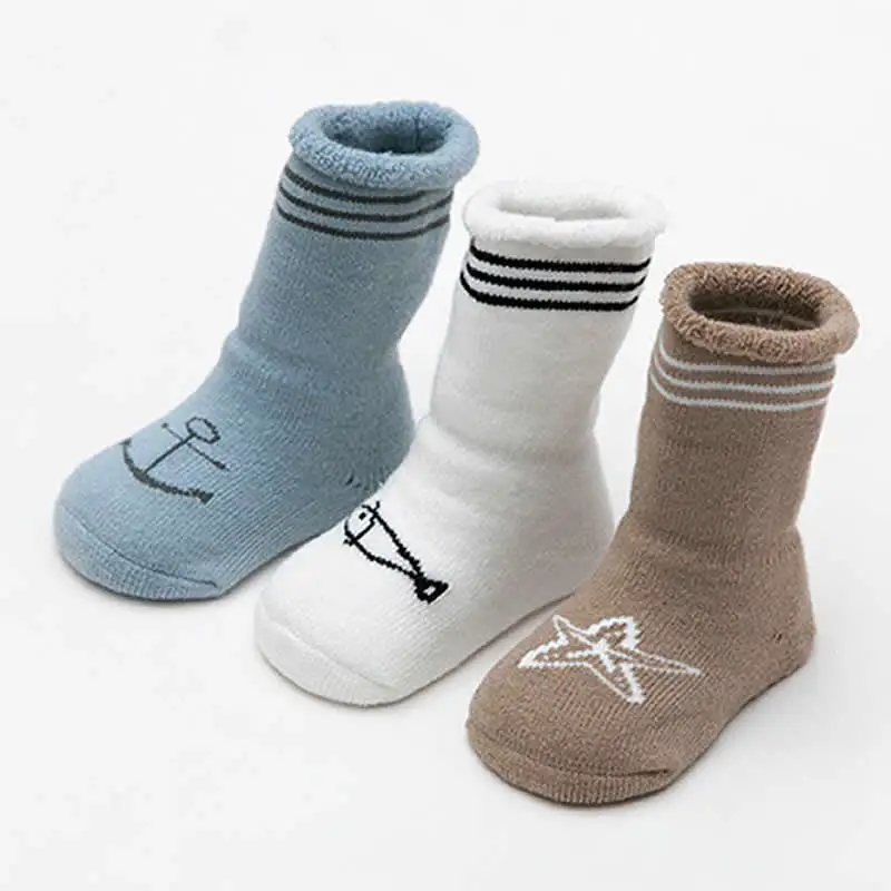 3 пары в упаковке, осенне-зимние утепленные носки для малышей Детские носки из кораллового флиса махровые толстые носки для малышей