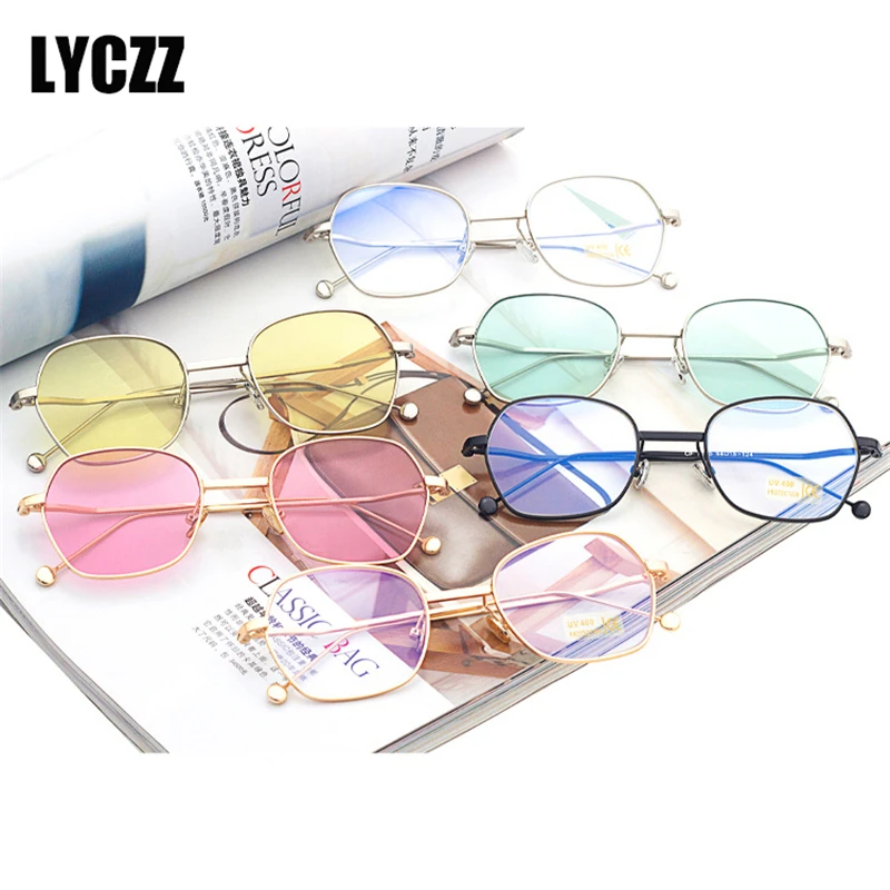 

LYCZZ Sea Colours Round Metal Frame glasses Women Men Vintage Styles korean glasses frame Fashion Optical Glasses oculos redondo