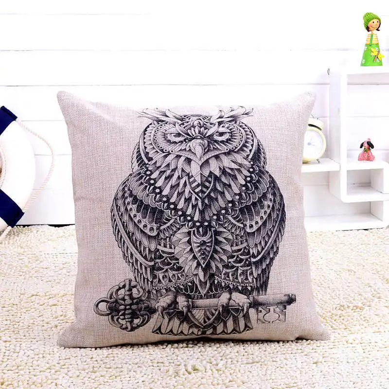 

Novel OWL Pattern Pillowcases Cover Super soft fabric Home Cushion Simple Geometric Throw Bedding Pillow Case Pillow Covers