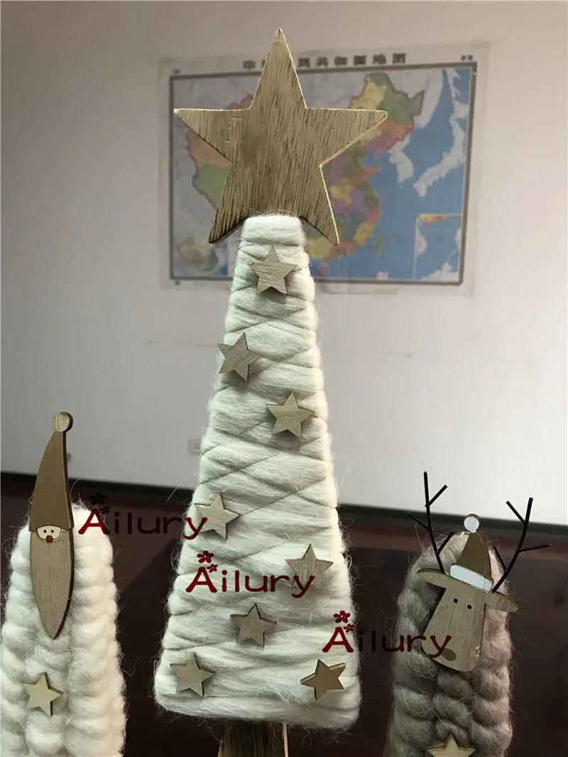 3 шт., войлочные Имитационные деревянные Рождественские елки, Рождественский олень, Санта-Клаус, праздничные реквизиты, демонстрационные украшения, рождественские подарки
