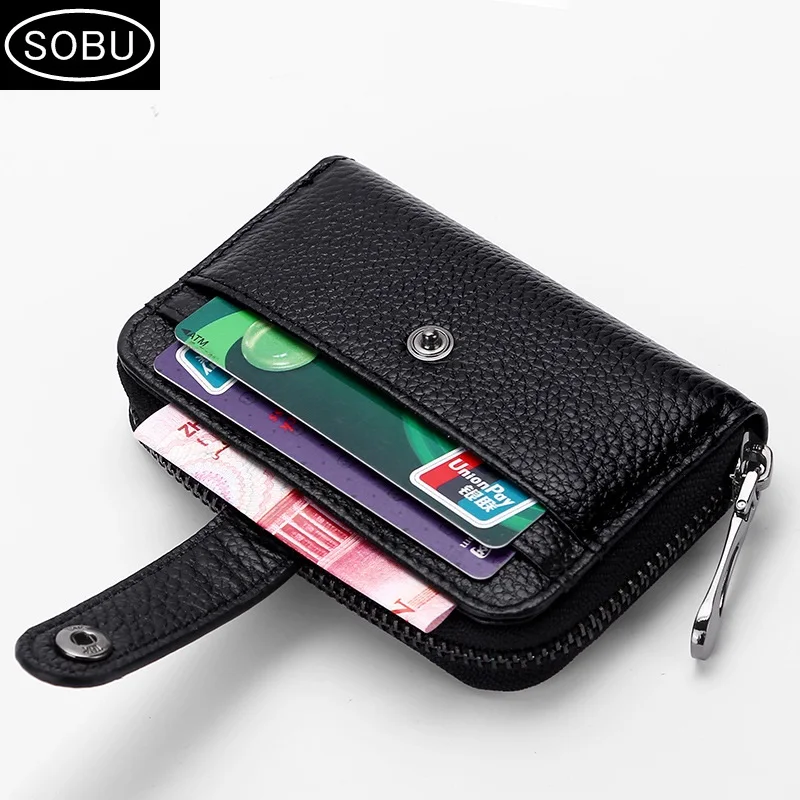 

2018 Men And Women Genuine Leather Unisex Business Card Holder Wallet Bank Credit Card Case ID Holders Women Purse J002