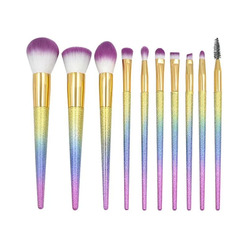 10 Pcs  Diamond Matte Taper Handle Powder Eye Brush Makeup Brush Set Makeup Tool 121#Xu4