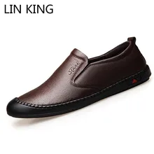 LIN KING Comfortable Genuine Leather Men Casual Shoes Slip On Lazy Loafers Spring Autumn Man Soft Light Footwear Flats Shoes цена LIN KING Comfortable Genuine Leather Men Casual Shoes Slip On Lazy Loafers Spring Autumn Man Soft Light Footwear Flats Shoes цены онлайн