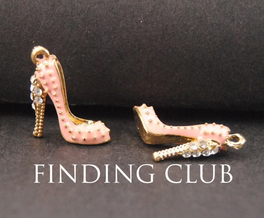 12 шт золотые разноцветные эмалированные кубические туфли на высоком каблуке Шарм DIY металлический браслет ожерелье ювелирные изделия A3084