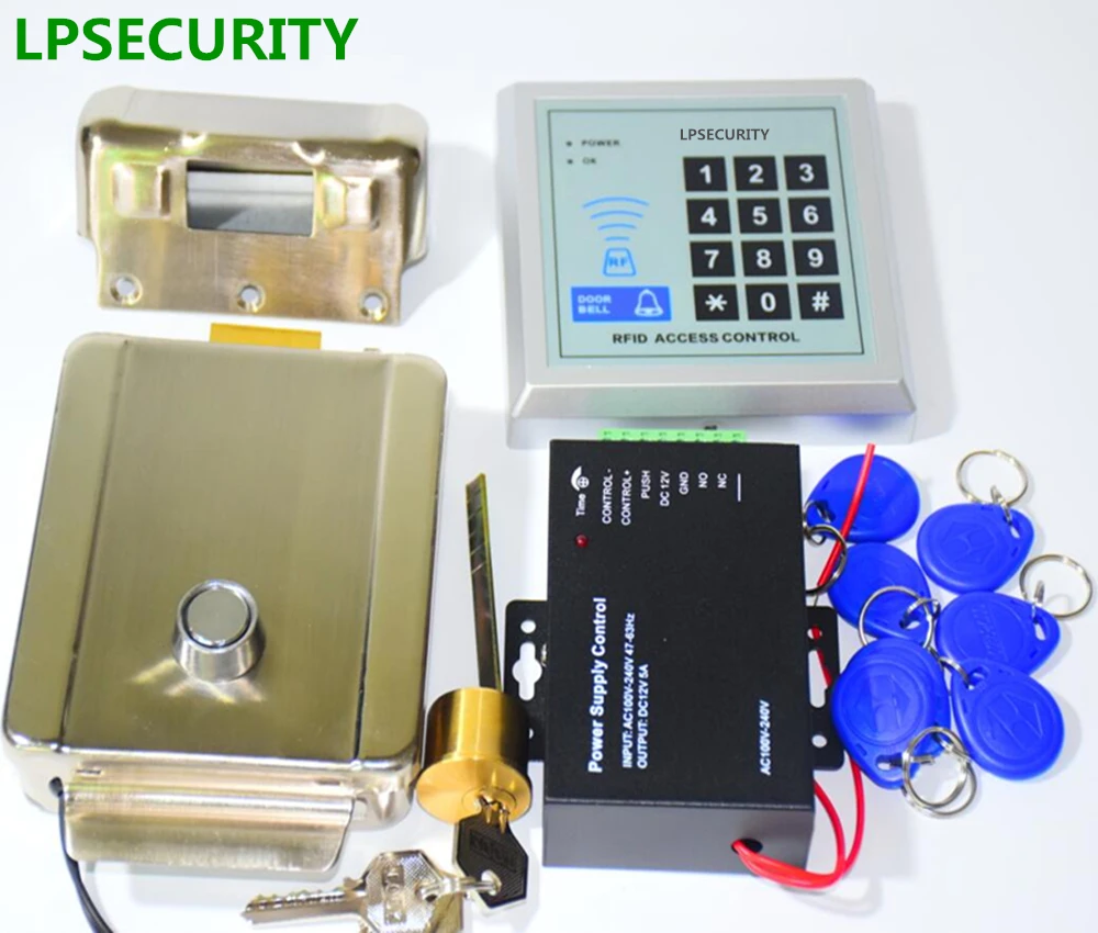 LPSECURITY 10 тегов или карт 125 кГц RFID считыватель электронный безопасности вход дверной замок контроль доступа комплект для завода