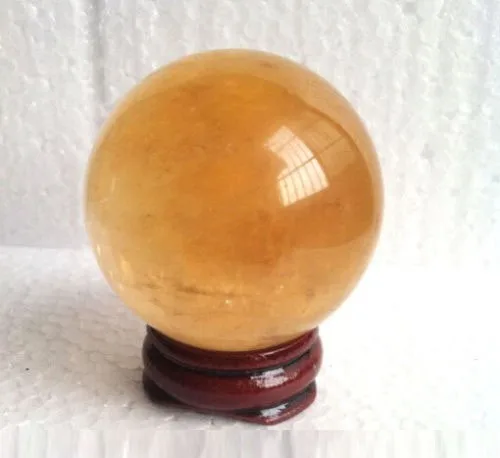 40mm +Stand Natural Citrine Calcite Quartz Crystal Sphere Ball Healing (1)