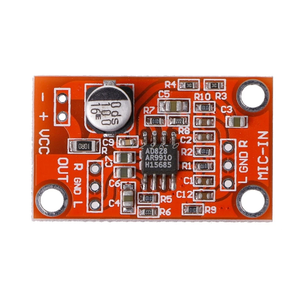 AD828 Stereo Dynamic Microphone Preamplifier Board MIC Preamp Module DC 3.8V-15V | Электроника