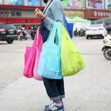 2019 New Reusable Folding Shopping Bag Grocery Shoulder Pouch Outdoor Eco Handbag Totes 4 Color