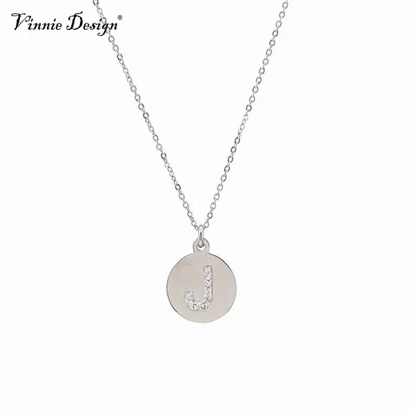 

45cm Stainless Steel Silver Tiny Initial Necklace Disc Letter Necklace For Women Fashion Jewelry