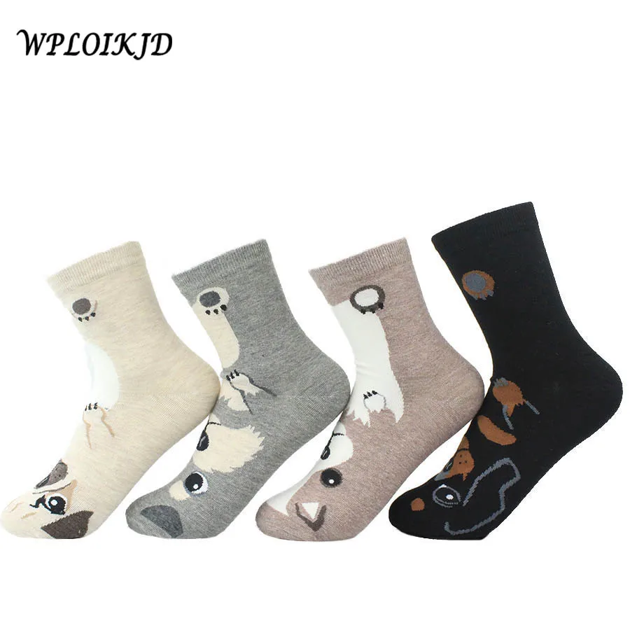 [WPLOIKJD] 5 Pairs/lot New Funny Dog Socks Women Cute Cartoon Animal ...