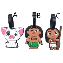 Silica Gel Luggage Tags Cartoon Moana Address ID Label Travel Accessories Suitcase Name ID Address Phone Number Board Check Tag