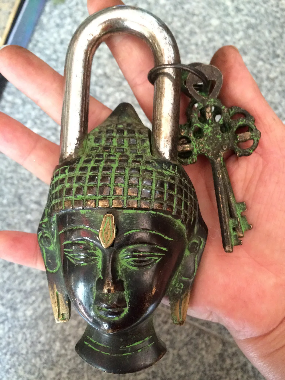 Chinese old collection handwork bronze Vajra statue Key buckle Pendant