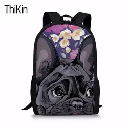 THIKIN Для женщин рюкзаки бульдог 3D печати Bookbags холст рюкзак мешок школы для девочек рюкзак женский путешествия Back Pack сумки