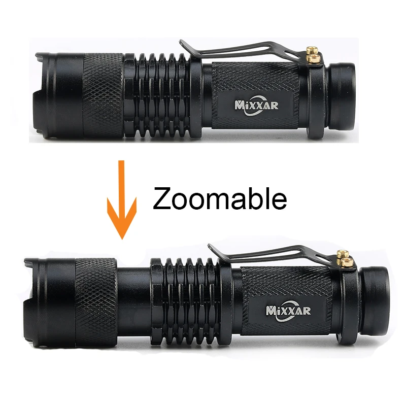ZK20 LED Flashlight EDC Q250 Portable T6/Mini Q5 LED Torch Zoomable LED