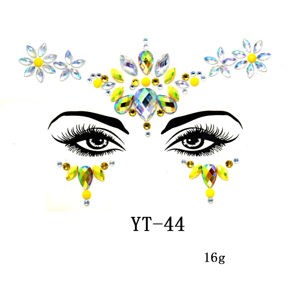 women Temporary Rhinestone Glitter Tattoo Stickers Face Jewels nightclub Party Makeup Flash Beauty Makeup Tools Body Jewels - Цвет: as the picture