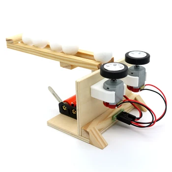 

Diy ball launcher electric model children assembled wood toy gift