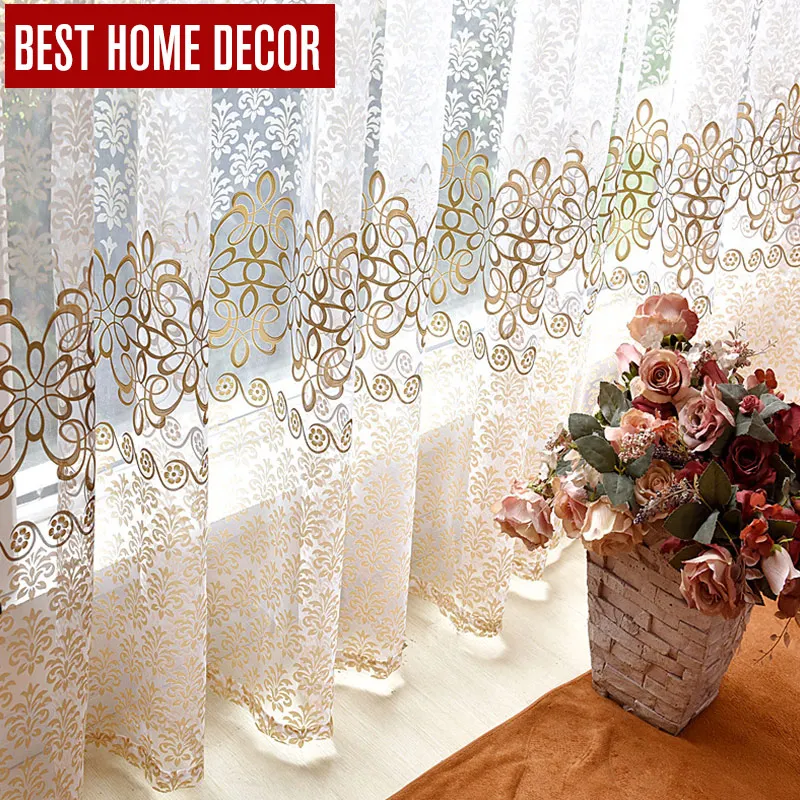 

BHD floral sheer tulle window curtains for living room the bedroom modern tulle curtains for window curtain fabric blinds drapes