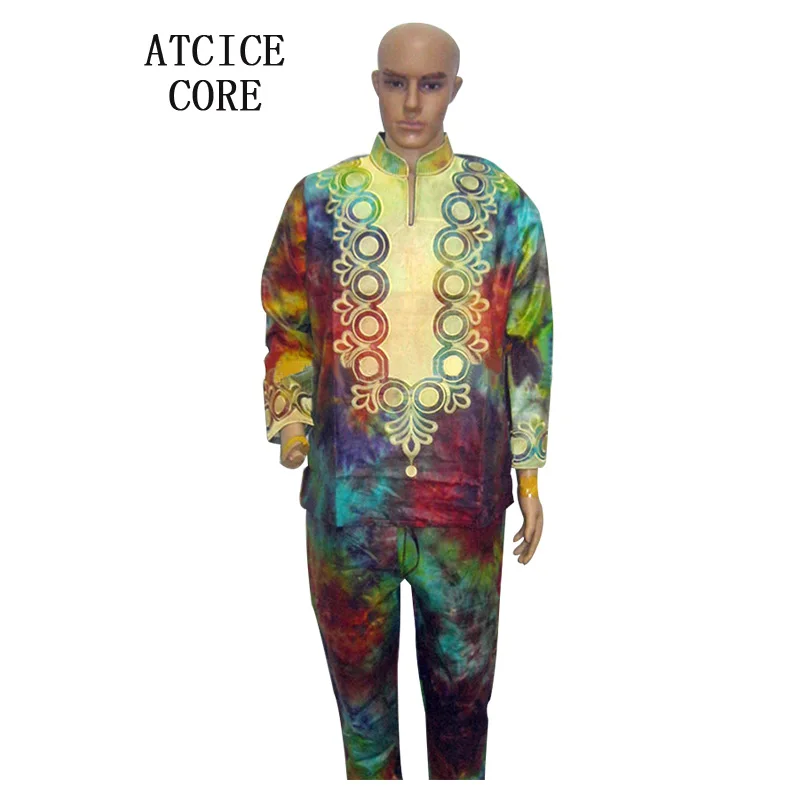 

african bazin embroidery design men shirt embroidery design with pants two pcs one set
