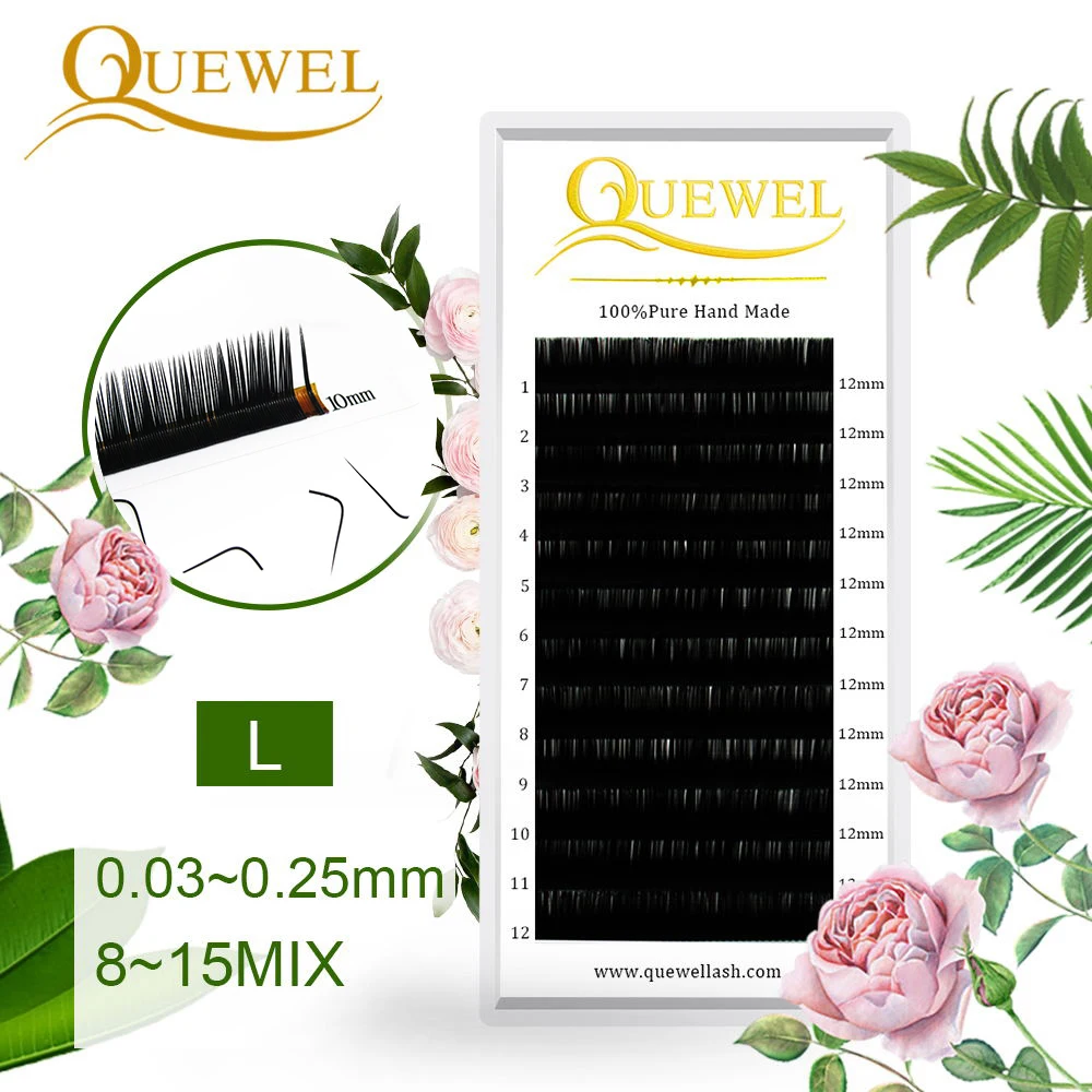 

Quewel False Eyelashes Extension Individual Eyelashes Natural Fake Lashes Soft L Curl Matte Black High Quality Lash Extension LM