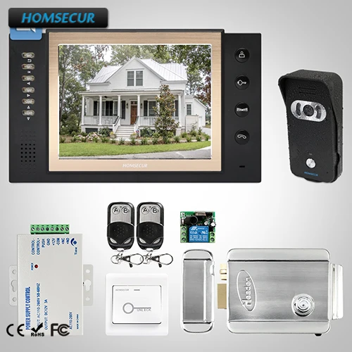 

HOMSECUR 8" Video&Audio Smart Doorbell+One Button Unlock for Home Security TC021-B + TM801R-B