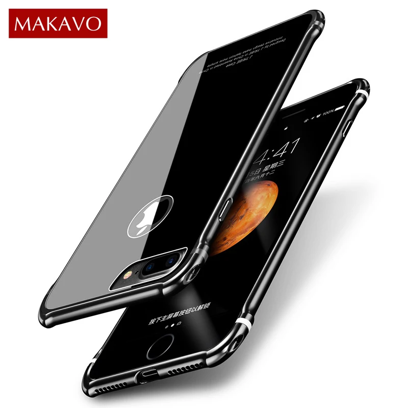 Чехол MAKAVO для iPhone 7 Plus роскошный 2в1 металлический каркас + задняя крышка из