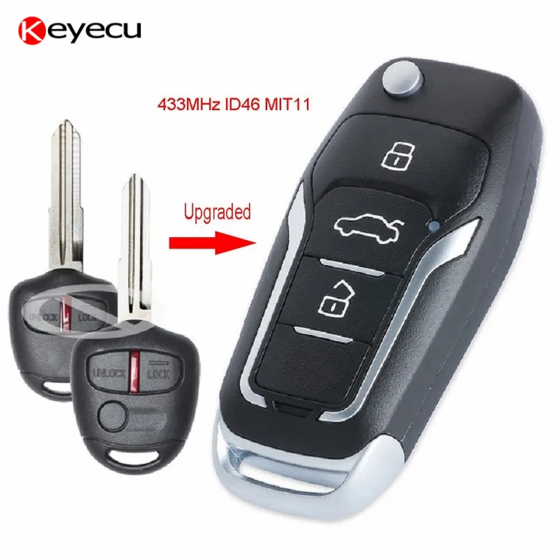 

Keyecu Upgraded Flip Car Remote Key Fob for Mitsubishi Lancer CJ 2007-2013 433MHz ID46 Car Key FCC ID: OUCG8D-576M-A