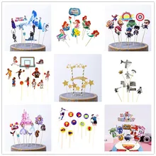 

1set/pack Disney Forzen Happy Birthday Party Cake Topper Kids Favors Decorate Cupcake Toppers With Sticks Baby Shower Supplies